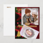 Carte Golden Christmas photo élégant script famille (Devant / Derrière)