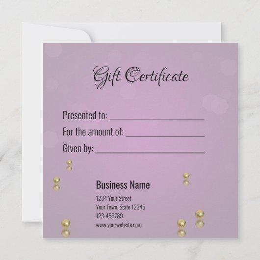 Carte Golden Christmas Present Box Certificat cadeau (Dos)