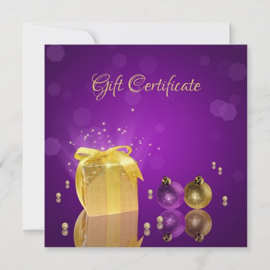 Carte Golden Christmas Present Box Certificat cadeau (Devant)