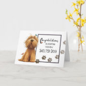 Carte Golden Color Chien Félicitations à l'adoption d'un (Fleur jaune)