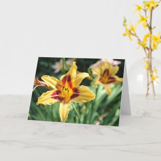 Carte Golden Daylily Blank Inside Personal Message (Fleur jaune)