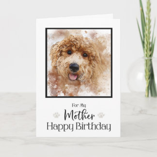 Carte Golden Doodle Cavapoo Joyeuse mère d'anniversaire