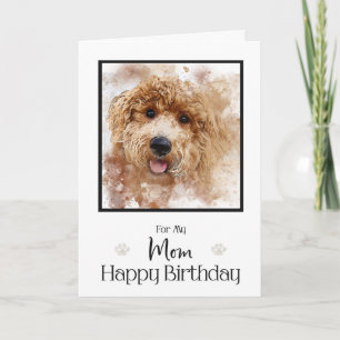 Carte Golden Doodle Cavapoo Joyeux anniversaire maman