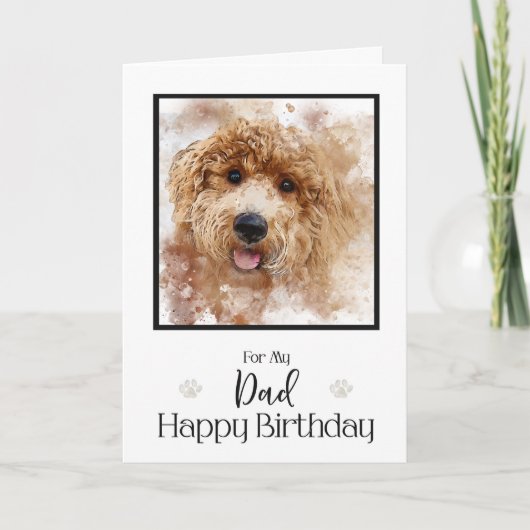 Carte Golden Doodle Cavapoo Joyeux anniversaire papa (Devant)