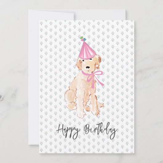 Carte Golden Doodle Dog Art Anniversaire Casquette Gâtea (Devant)