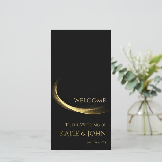 Carte Golden Elegance-Wedding Programme- (Debout devant)