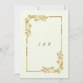 Carte Golden Feuille Frame Gold Luxury Mariage élégant (Dos)