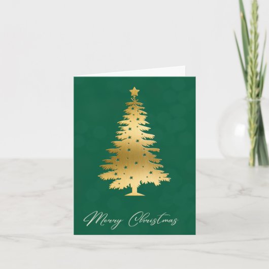 Carte Golden Glow Christmas Tree Bokeh Holiday Card (Devant)