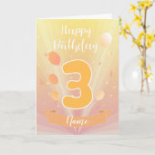 Carte Golden Happy 3rd birthday (Fleur jaune)