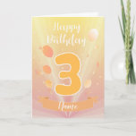 Carte Golden Happy 3rd birthday<br><div class="desc">A gold happy birthday design made for an 3 year old.</div>