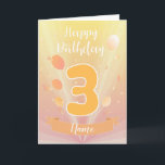 Carte Golden Happy 3rd birthday<br><div class="desc">A gold happy birthday design made for an 3 year old.</div>