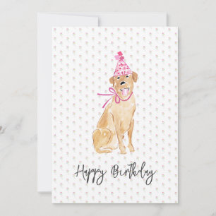 Carte Golden Labrador Anniversaire Casquette Ballons Chi