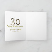 Carte Golden Metallic 30th Happy anniversary add name (Intérieur)