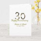 Carte Golden Metallic 30th Happy anniversary add name (Fleur jaune)
