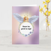 Carte Golden Retrieve Angel fleur wreath dusky rose ciel (Fleur jaune)