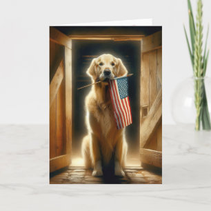 Carte Golden Retriever 4 juillet Anniversaire