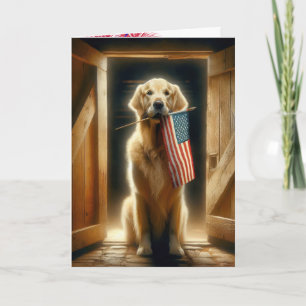 Carte Golden Retriever 4 juillet Anniversaire