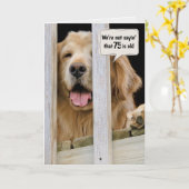 Carte Golden Retriever 75e Humour d'anniversaire (Fleur jaune)