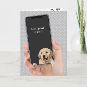 Carte golden retriever à l'anniversaire de téléphone por