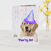 Carte Golden Retriever Anniversaire Chien de fête (Fleur jaune)