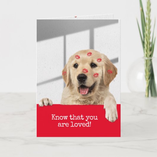 Carte Golden Retriever Anniversaire Lipstick Bisses (Devant)