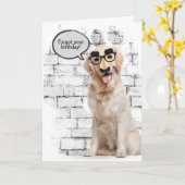 Carte Golden Retriever anniversaire tardif (Fleur jaune)