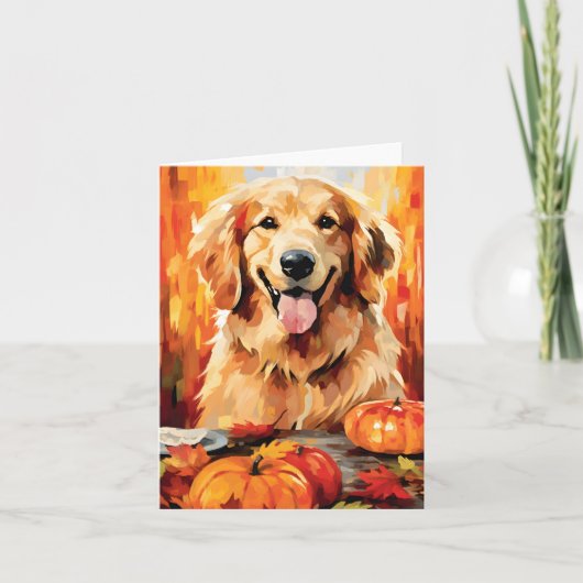 Carte Golden Retriever Automne Thankgiving (Devant)