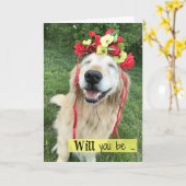 Carte Golden Retriever Avec Brimaid Couronne Fleur (Fleur jaune)