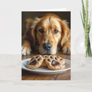 Carte Golden Retriever Avec Cookies Empreinte De Patte