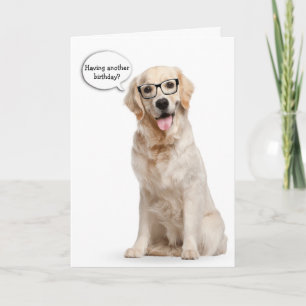 Carte Golden Retriever avec lunettes anniversaire