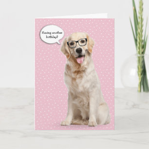 Carte Golden Retriever avec lunettes anniversaire