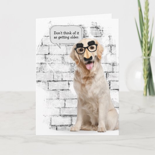 Carte Golden Retriever avec masque amusant anniversaire (Devant)
