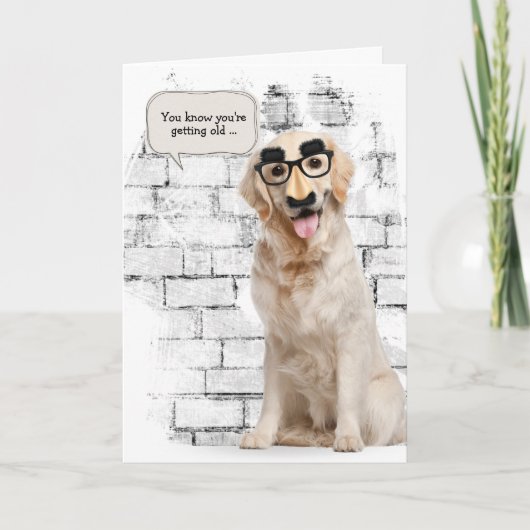 Carte Golden Retriever avec masque amusant anniversaire (Devant)