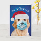 Carte Golden Retriever Avec Masque Factice Joyeux Christ (Fleur jaune)