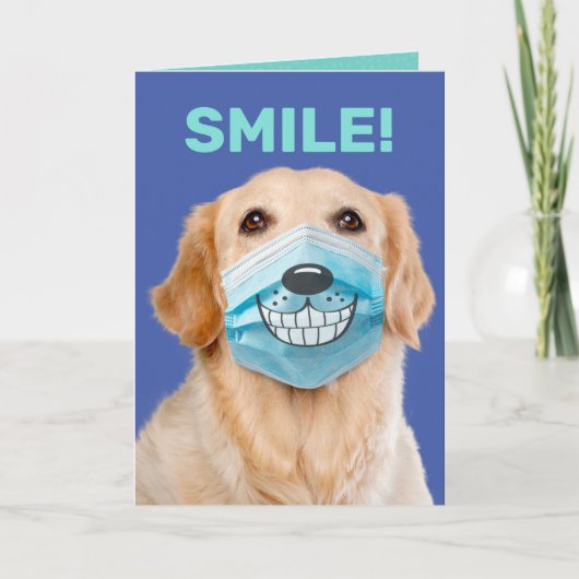 Carte Golden Retriever Avec Masque Souriant - SMILE! (Devant)