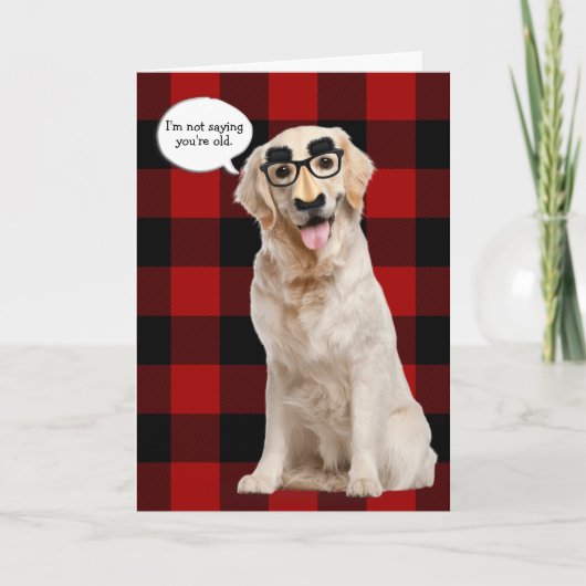 Carte Golden Retriever avec masque sur plaid (Devant)