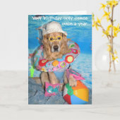 Carte Golden Retriever Beach Bather Anniversaire Splash (Fleur jaune)