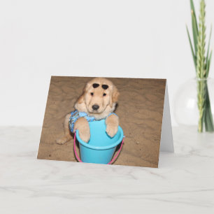 Carte Golden Retriever Beach Chiot Anniversaire 
