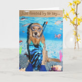 Carte Golden retriever Brithday naviguant au schnorchel (Fleur jaune)