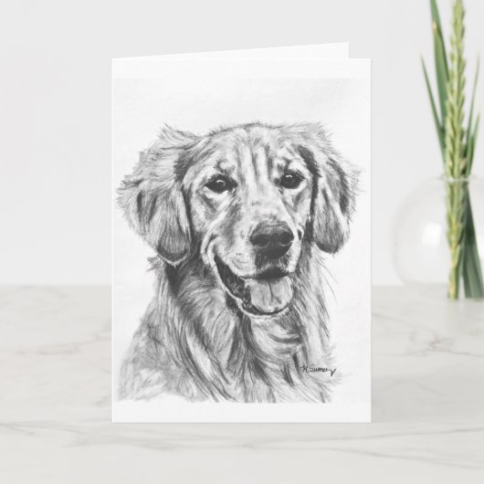 Carte Golden Retriever Charcoal Sketch (Devant)