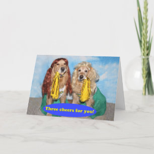 Carte Golden Retriever Cheerleaders Félicitations