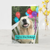 Carte Golden Retriever Chien avec Ballons Anniversaire (Fleur jaune)