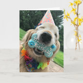Carte Golden Retriever Chien Avec Treat Joyeux Anniversa (Fleur jaune)
