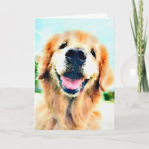 Carte Golden Retriever Chien dans l'aquarelle Penser à v