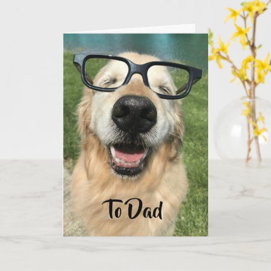 Carte Golden Retriever Chien en Nerd lunettes Fête des p (Fleur jaune)