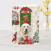 Carte Golden Retriever Chien Noël (Fleur jaune)