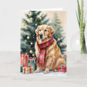 Carte Golden Retriever Chien Noël Salutation (Devant)