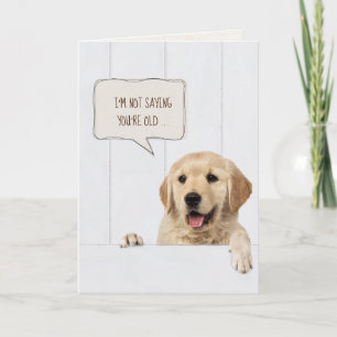 Carte Golden Retriever chien sur bois blanc