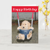 Carte Golden Retriever Chiot Anniversaire Couture (Fleur jaune)