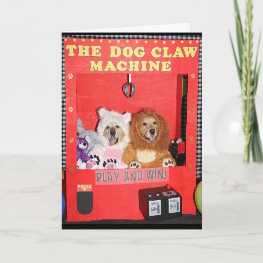 Carte Golden Retriever Claw Machine Anniversaire (Devant)